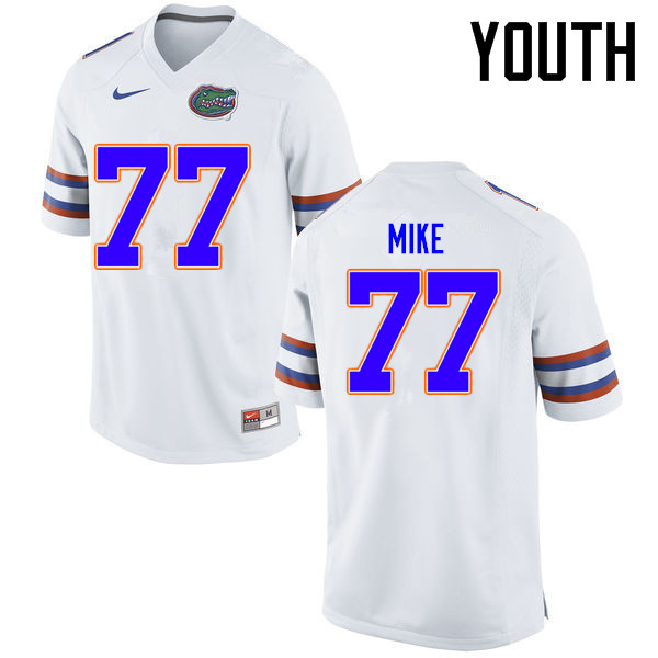 Youth Florida Gators #77 Andrew Mike College Football Jerseys Sale-White - Click Image to Close